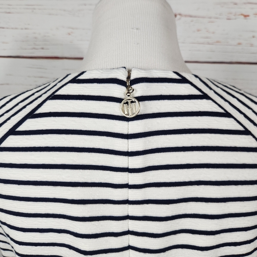 TOMMY HILFIGER Sleeveless Striped Nautical Sheath Dress Navy And White Size 8 - Picture 6 of 9